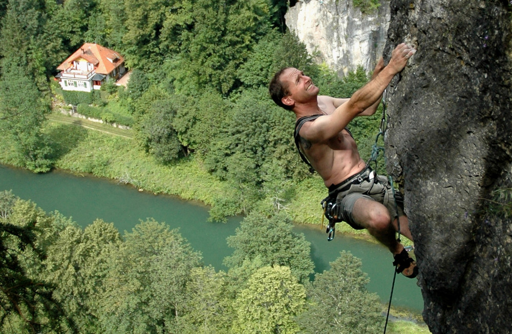 Steffen Fetzer an der Wolkensteiner Wand (Bild: Burkhard Müller)