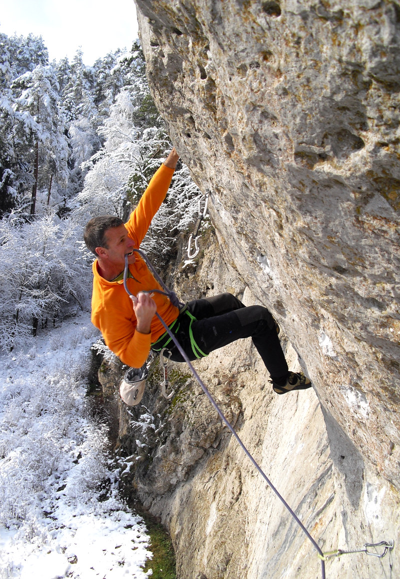 Harry Nikol in der ´Geierwalli´ (8-) an der Geierwand (Bild: Andreas Schweibold)