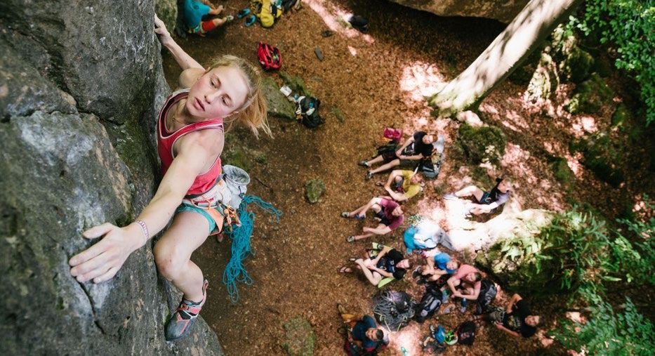 Martina Demmel, deutsche Meisterin im Lead-Klettern, beim Kletterfestival 2022