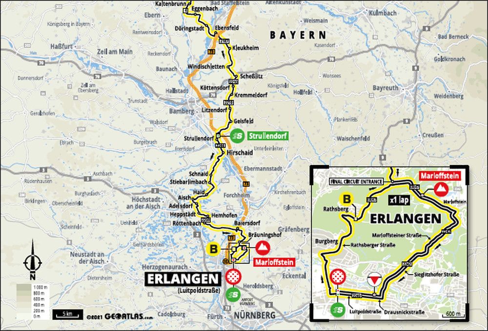 Karte der dritten Etappe von Illmenau nach Erlangen