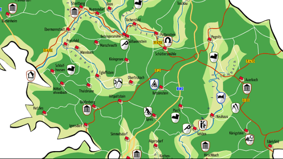 Die neue Frankenjura-Panoramakarte bietet ausgewählte Highlights und Geheimtipps.