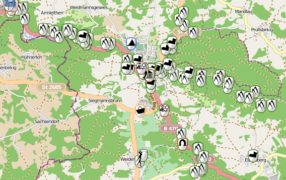 Auf der Gemeindekarte von Pottenstein (in der Rubrik Gemeinden) gibt es Freizeitattraktionen in Hülle und Fülle. <a href=