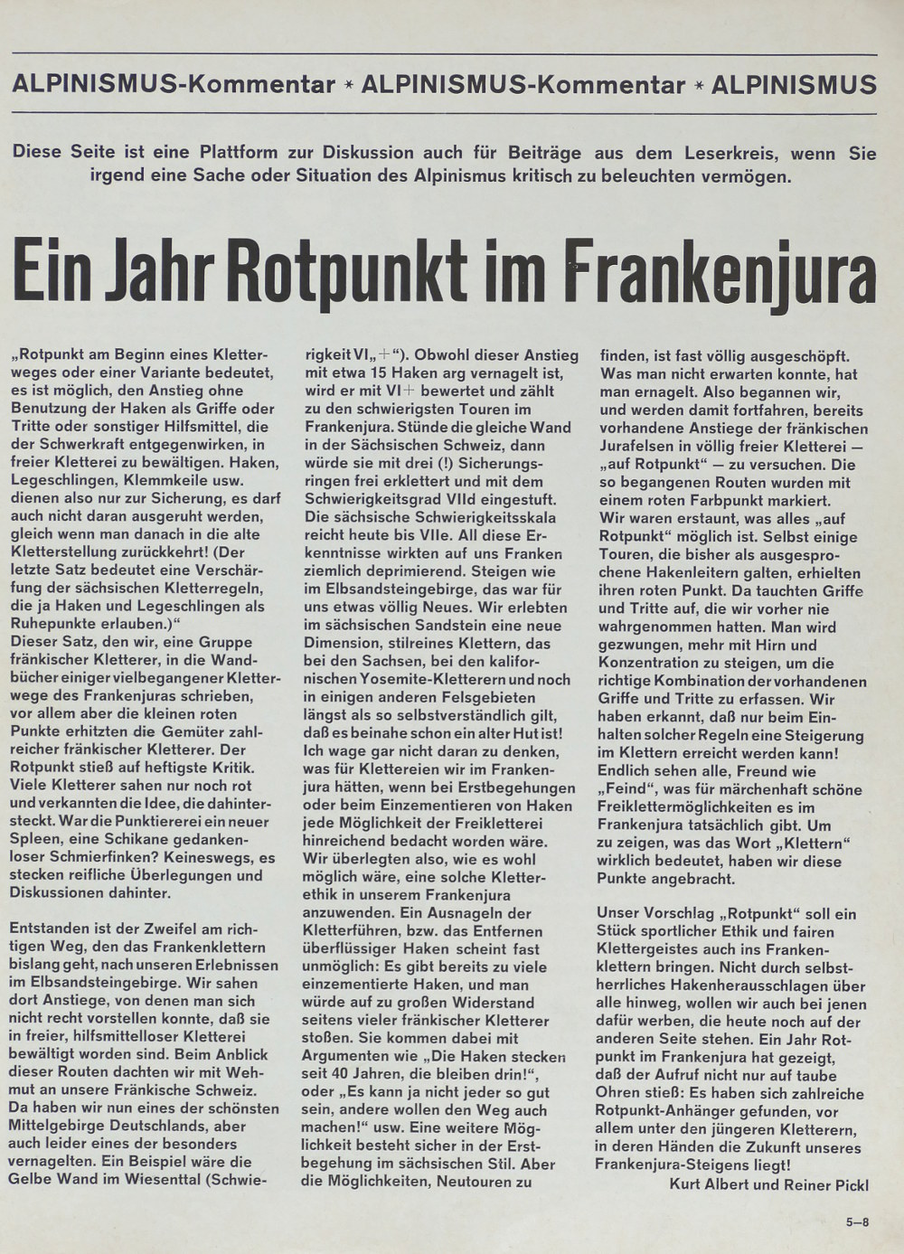 Der Artikel von Kurt Albert und Reiner Pickl im Original