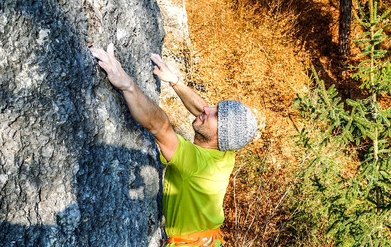 Julian Söhnlein in ´Kurbelwelle´ (9+) an der Geißleinwand (Bild: Christof Hampe)