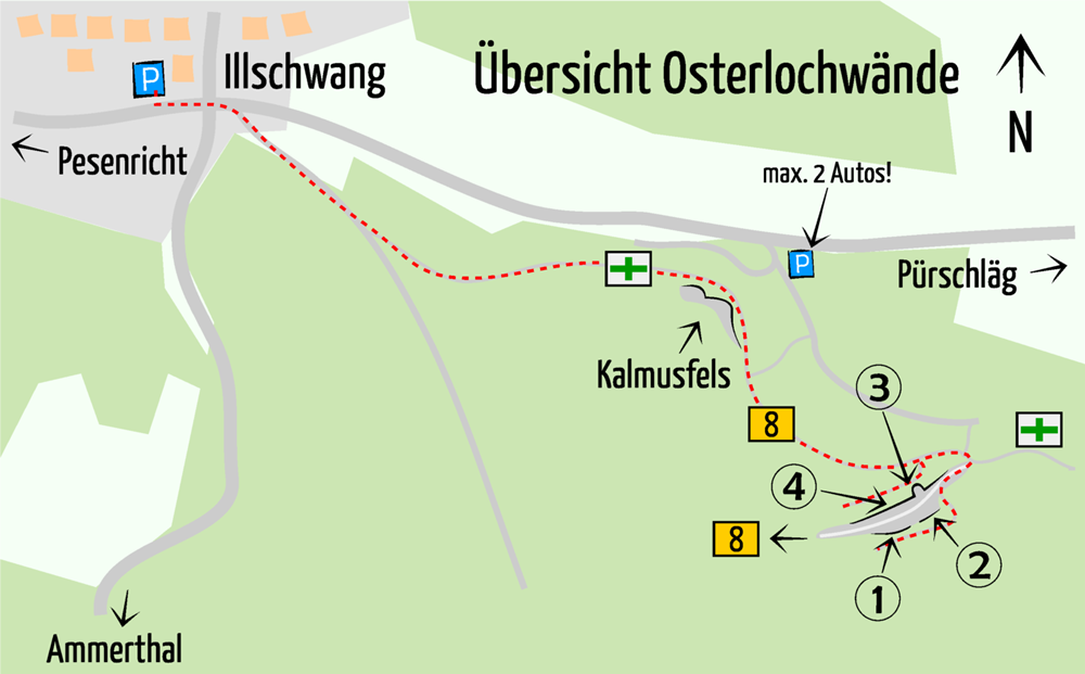 Die Osterlochwände im Überblick