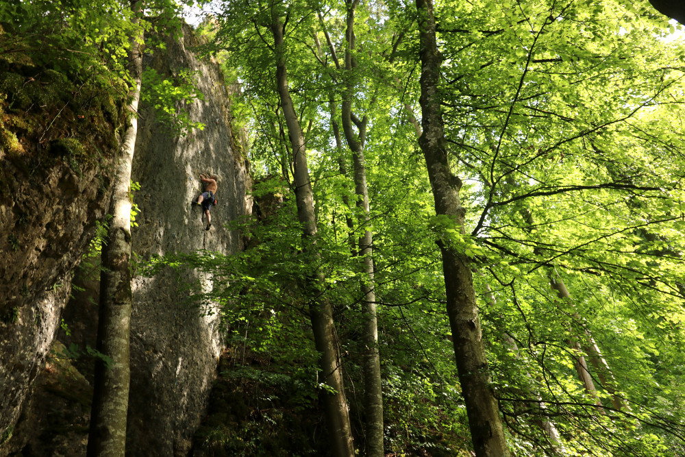 Manuel Welt im ´Legebohrer´ (8-/8) am Schwalbenstein