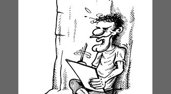 Der Comiczeichner Erbse im Selbstportrait