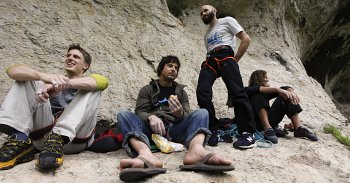 Jorg Verhoeven, Gerhard Hörhager, Markus Bock und Stefan Glowacz in der Bärenschlucht (Bild: Klaus Kranebitter)